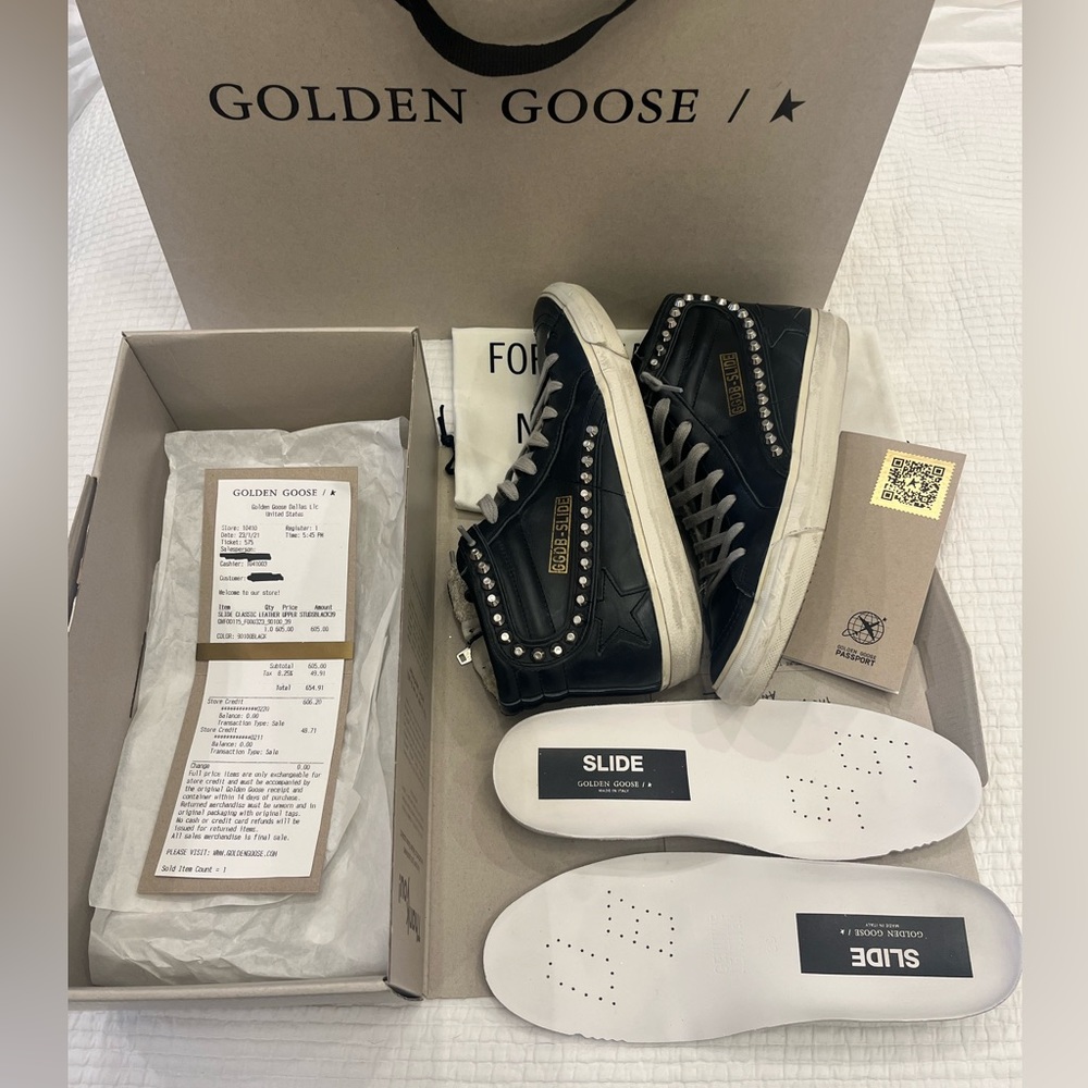 Golden Goose Slide high top studded black leather 39